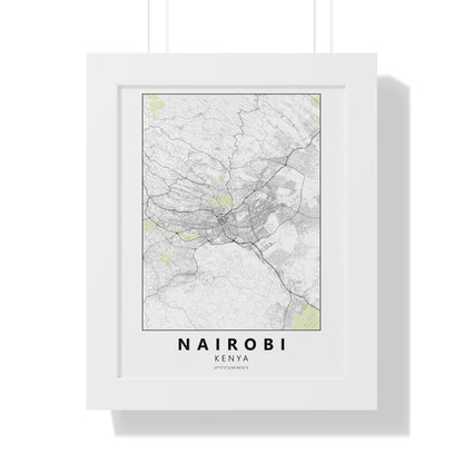 Modern Nairobi City Map — Framed Vertical Poster
