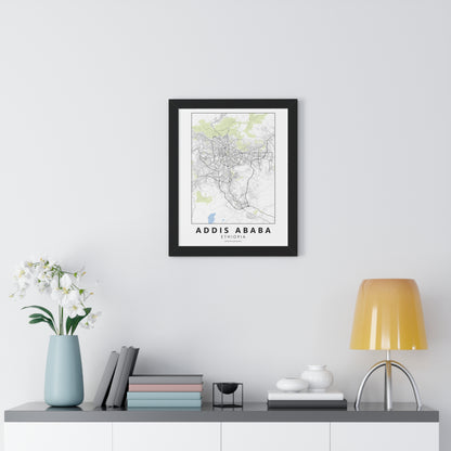 Modern Addis Ababa City Map — Framed Vertical Poster