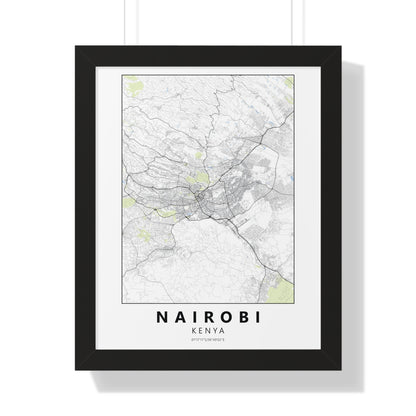 Modern Nairobi City Map — Framed Vertical Poster