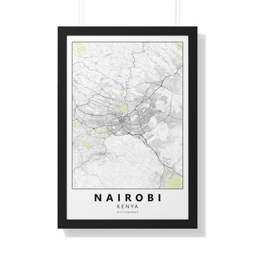 Modern Nairobi City Map — Framed Vertical Poster