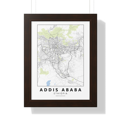 Modern Addis Ababa City Map — Framed Vertical Poster