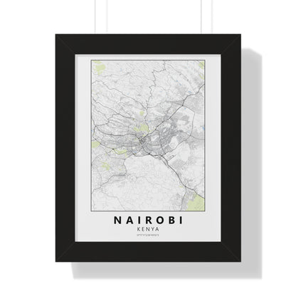 Modern Nairobi City Map — Framed Vertical Poster