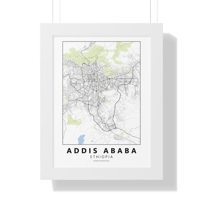 Modern Addis Ababa City Map — Framed Vertical Poster