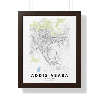 Modern Addis Ababa City Map — Framed Vertical Poster