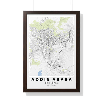 Modern Addis Ababa City Map — Framed Vertical Poster