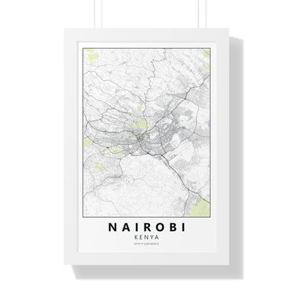 Modern Nairobi City Map — Framed Vertical Poster