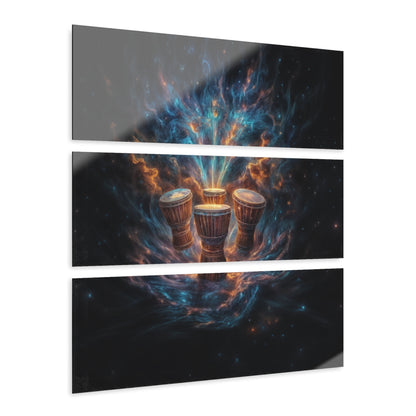 Cosmic Drum Acrylic Triptych