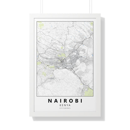 Modern Nairobi City Map — Framed Vertical Poster