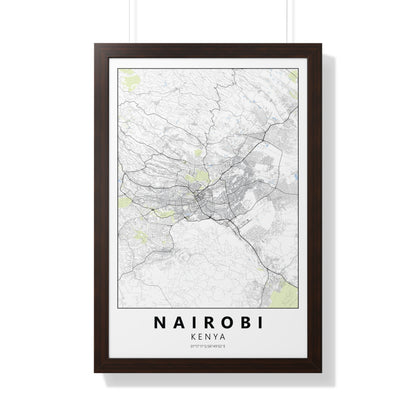 Modern Nairobi City Map — Framed Vertical Poster