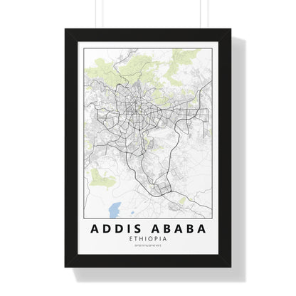 Modern Addis Ababa City Map — Framed Vertical Poster