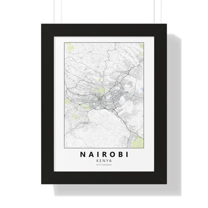 Modern Nairobi City Map — Framed Vertical Poster