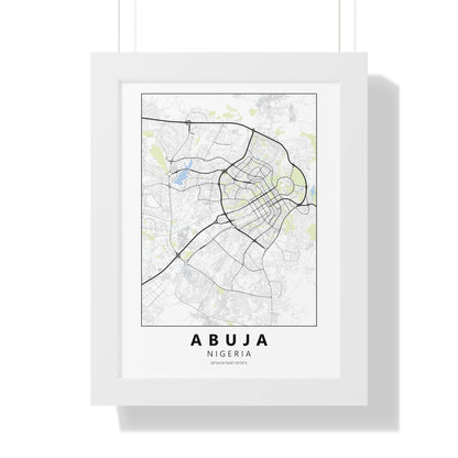 Modern Abuja City Map — Framed Vertical Poster