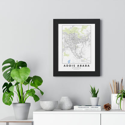 Modern Addis Ababa City Map — Framed Vertical Poster